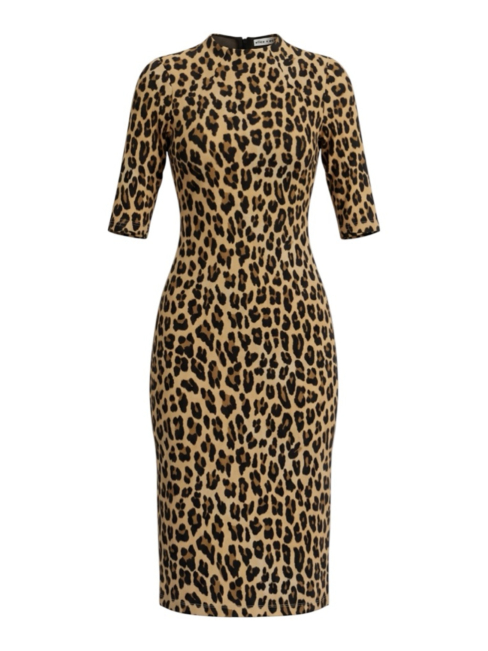 Alice + Olivia Delora Leopard Mock Neck Midi Dress 0 - Picture 4 of 9